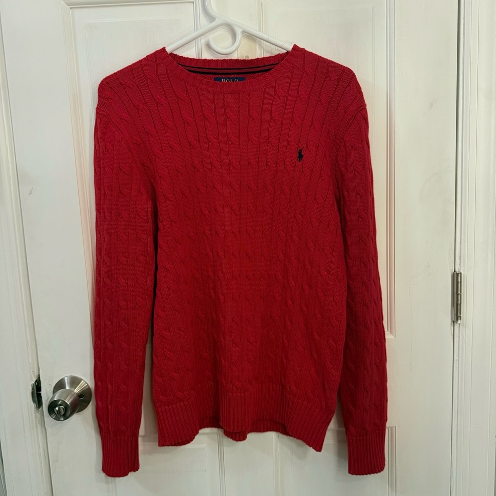 NWT Ralph Lauren Fall Red Cable knit Wool Cashmere Sweater